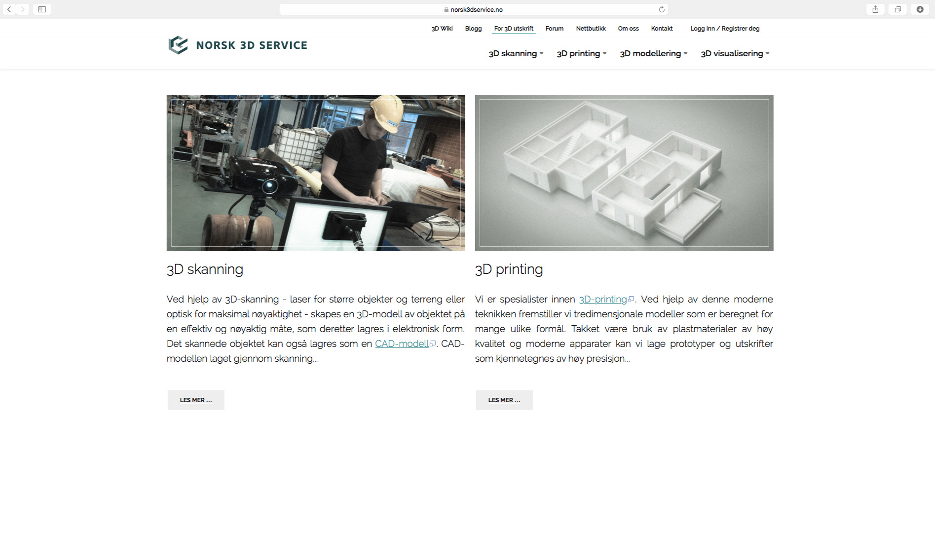 Strona internetowa: Norsk 3D Service - Strona główna