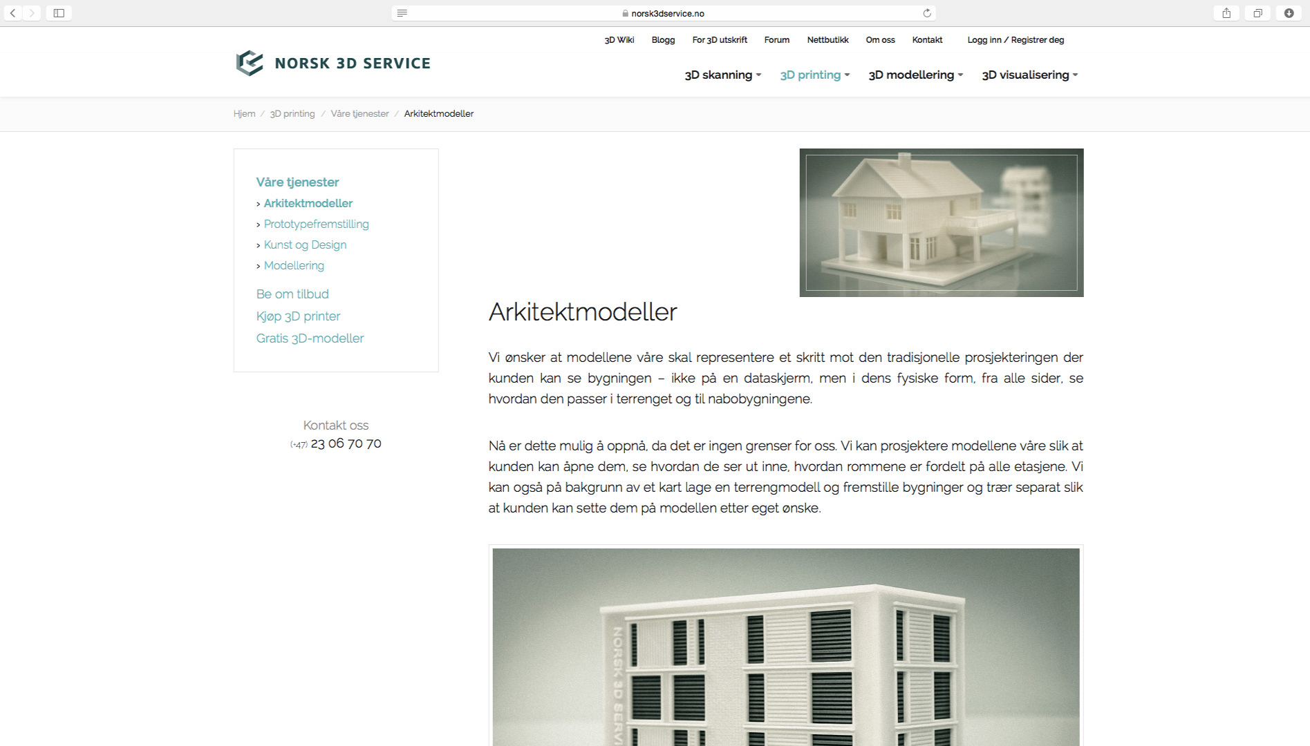 Strona internetowa: Norsk 3D Service - Oferta