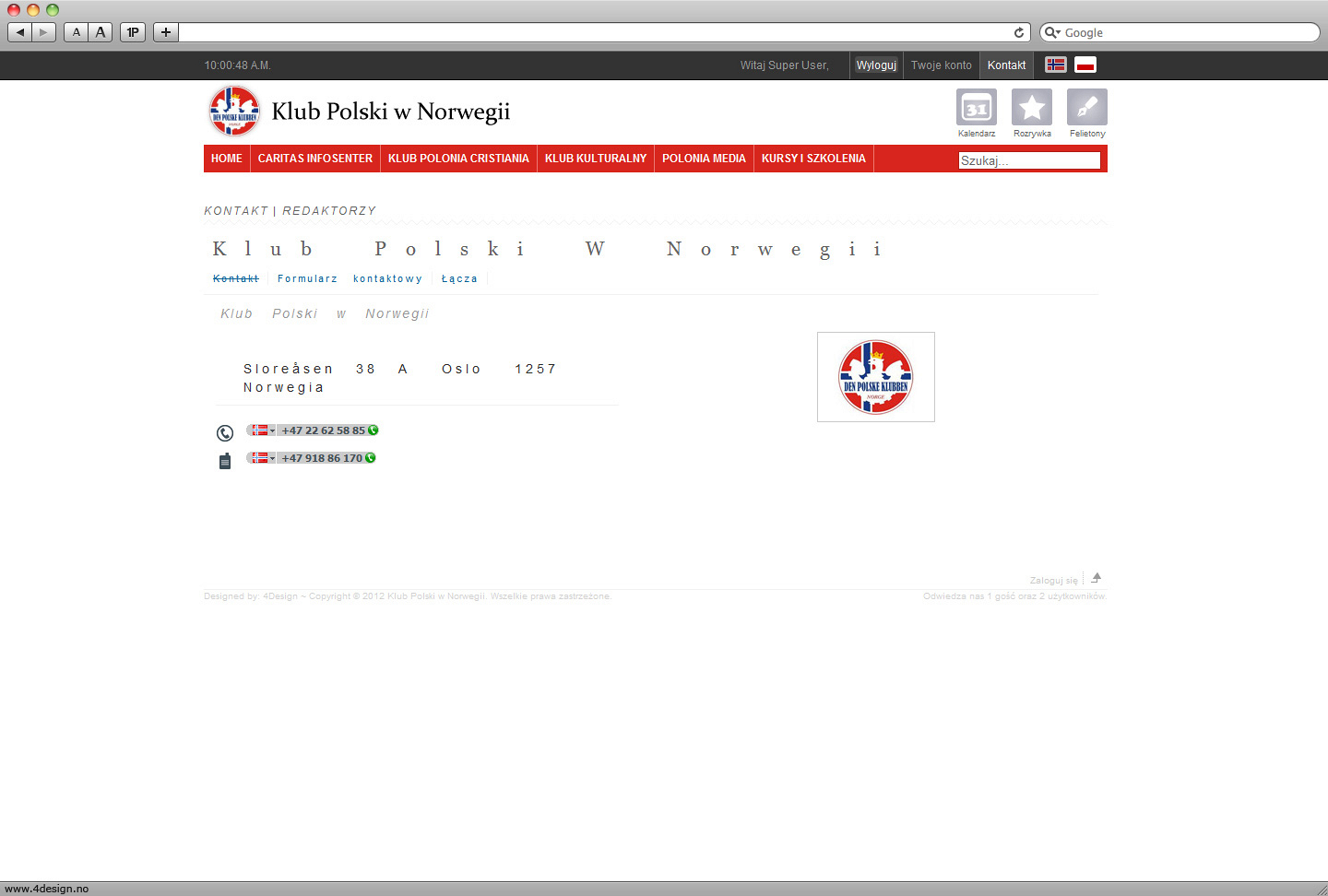 Strona internetowa: Klub Polski w Norwegii